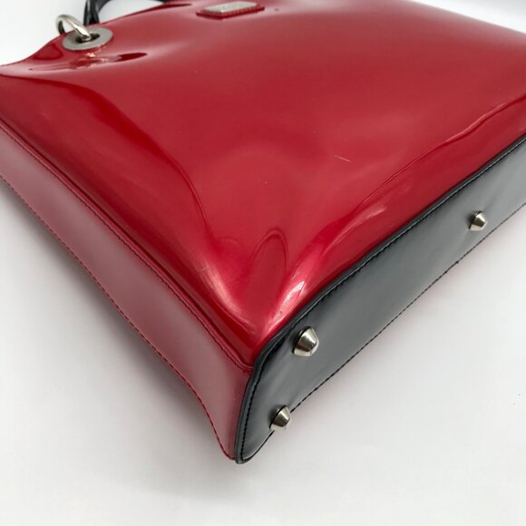 Beijo Red Patent Leather Briefcase Shoulder Bag - Picture 9 of 11